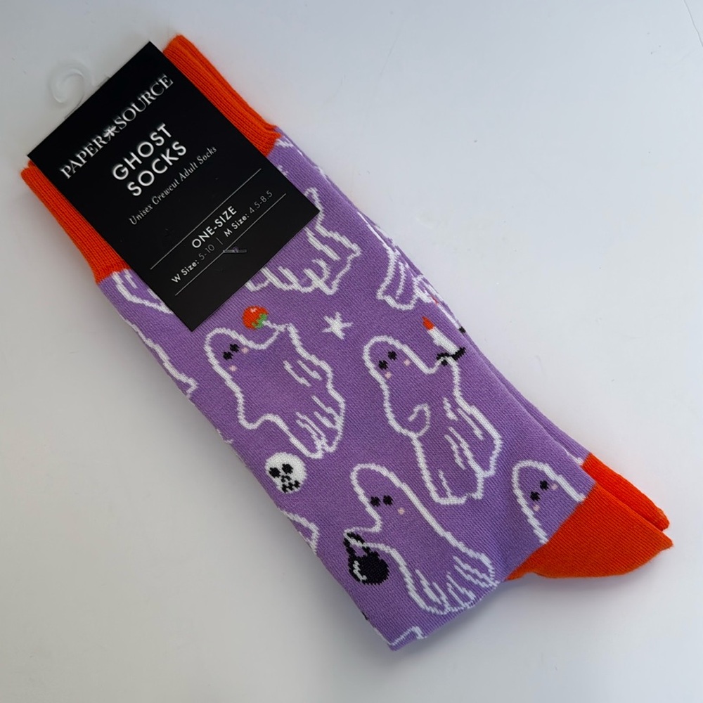 Paper Source Ghost Crew Socks Halloween Colorful Unisex OS NWT